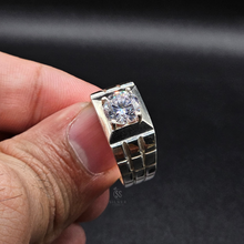 Moissanite Gents Silver Ring