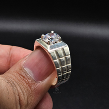 Moissanite Gents Silver Ring