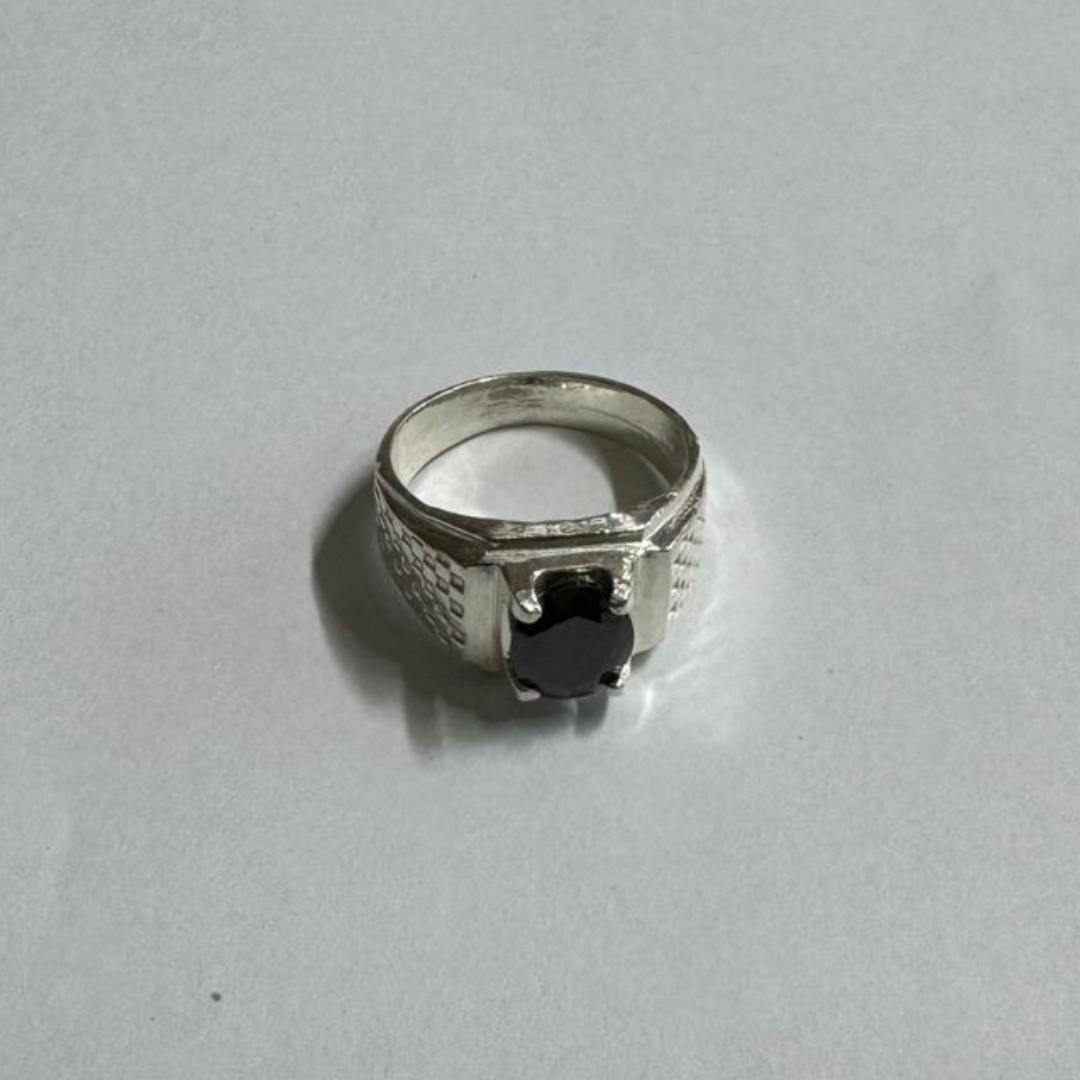 Black Zircon Silver Ring