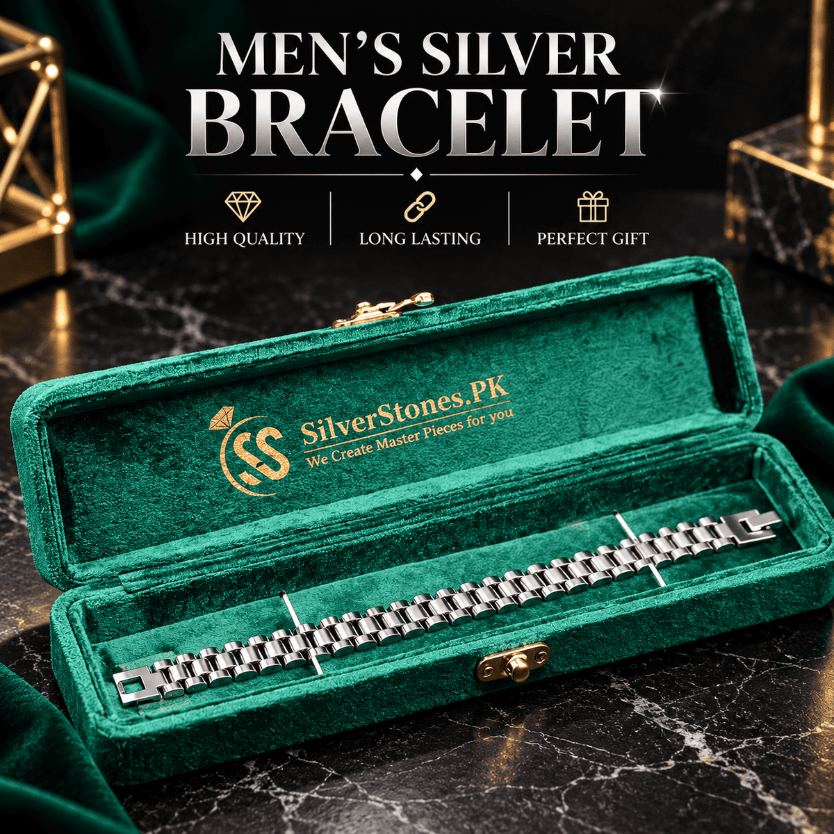 Rado Style Silver Stainless Steel Bracelet for Men – Long-Lasting Finish