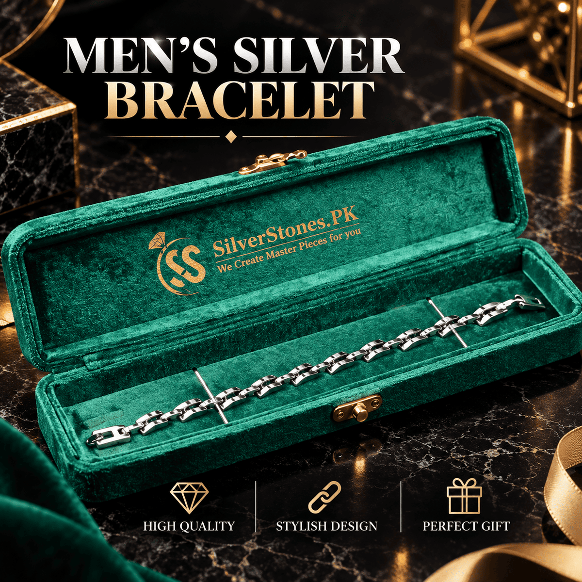 Rado Style Silver Stainless Steel Bracelet for Men – Long-Lasting Finish