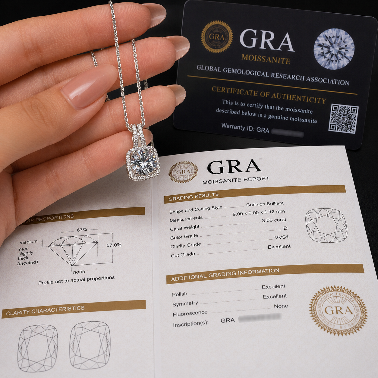 Luxury 3 Carat Certified Moissanite Diamond Pendant crafted in Italian 925 Sterling Silver with a premium 1mm rope chain in lahore