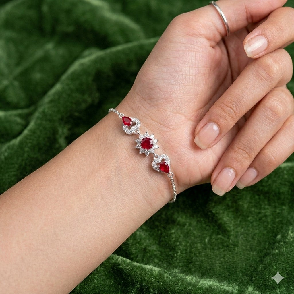 Luxury Italian Sterling Silver Bracelet with Pink Stones