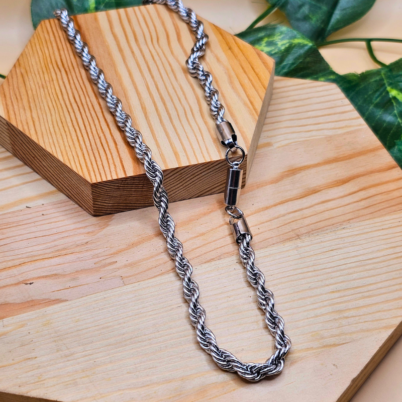 Stainless Steel Rope Chain – 5mm Width | 20 Inches | Magnetic Lock