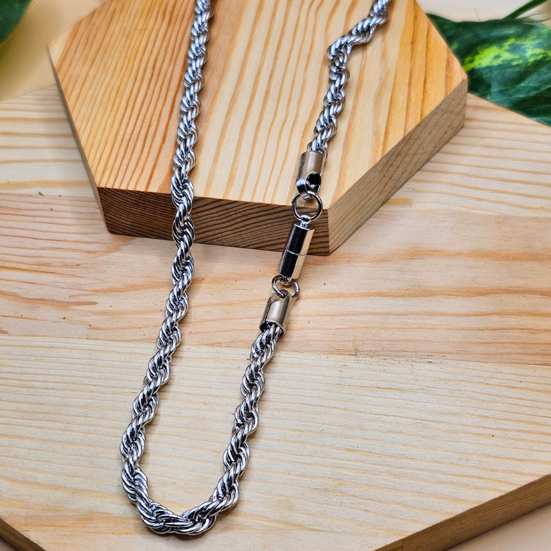 Stainless Steel Rope Chain – 5mm Width | 20 Inches | Magnetic Lock