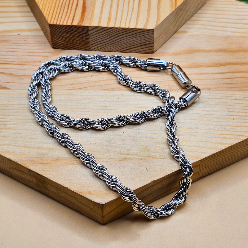 Stainless Steel Rope Chain – 5mm Width | 20 Inches | Magnetic Lock