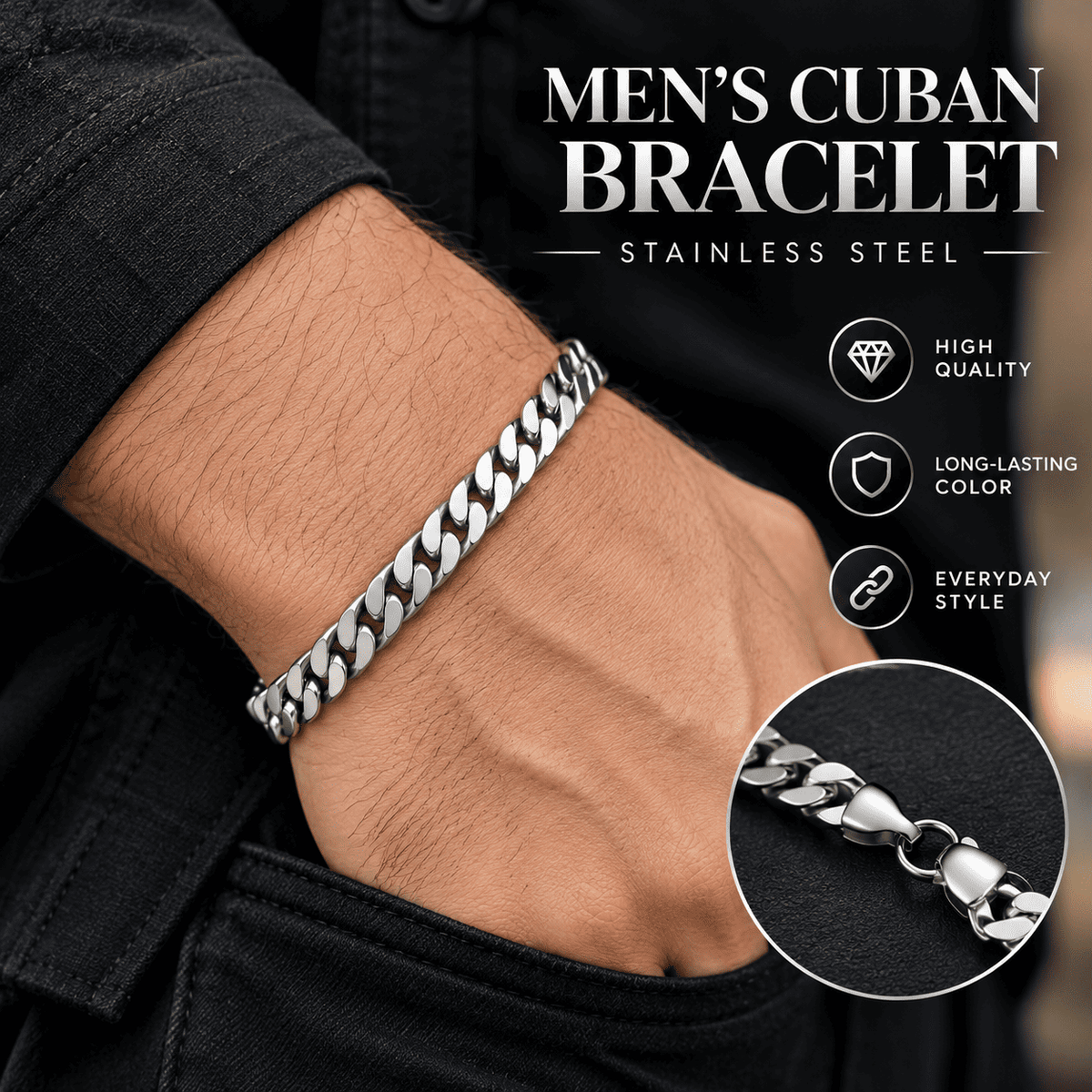 Men’s Cuban Bracelet – Stainless Steel | Silverstones.pk