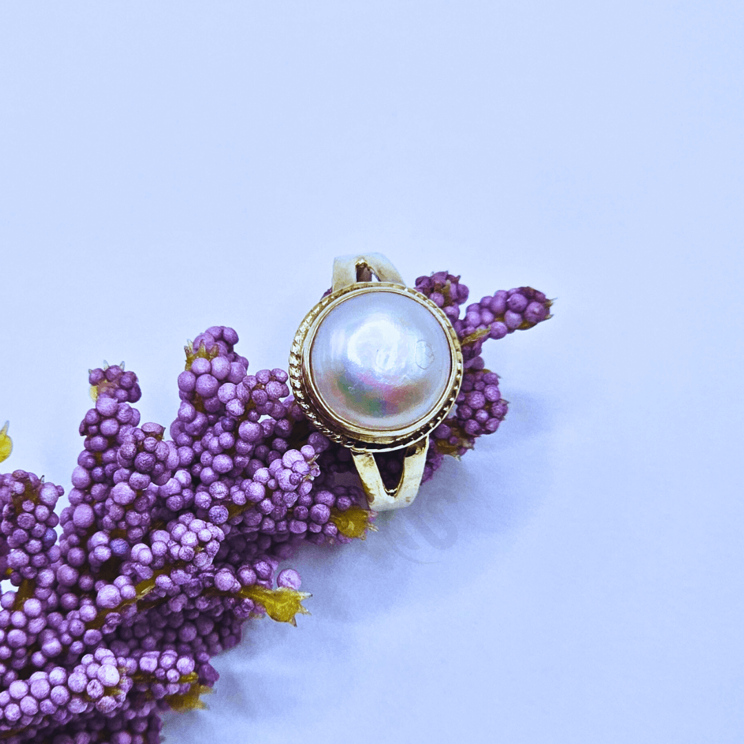 Real Pearl Stone Silver Ladies Ring