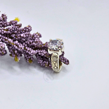 Zircon Silver Ladies Ring in Antique Style