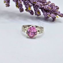 Zircon Silver Ladies Ring in Antique Style