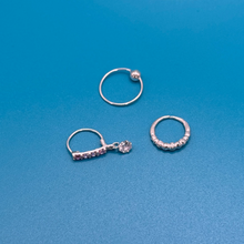 Pack of 3 Silver Nose Rings