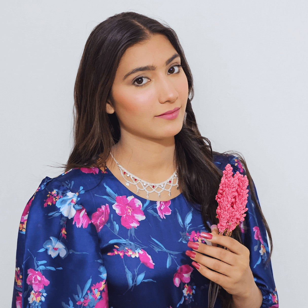 Vintage Turkish Style Pure Silver Necklace with Zircon Stones