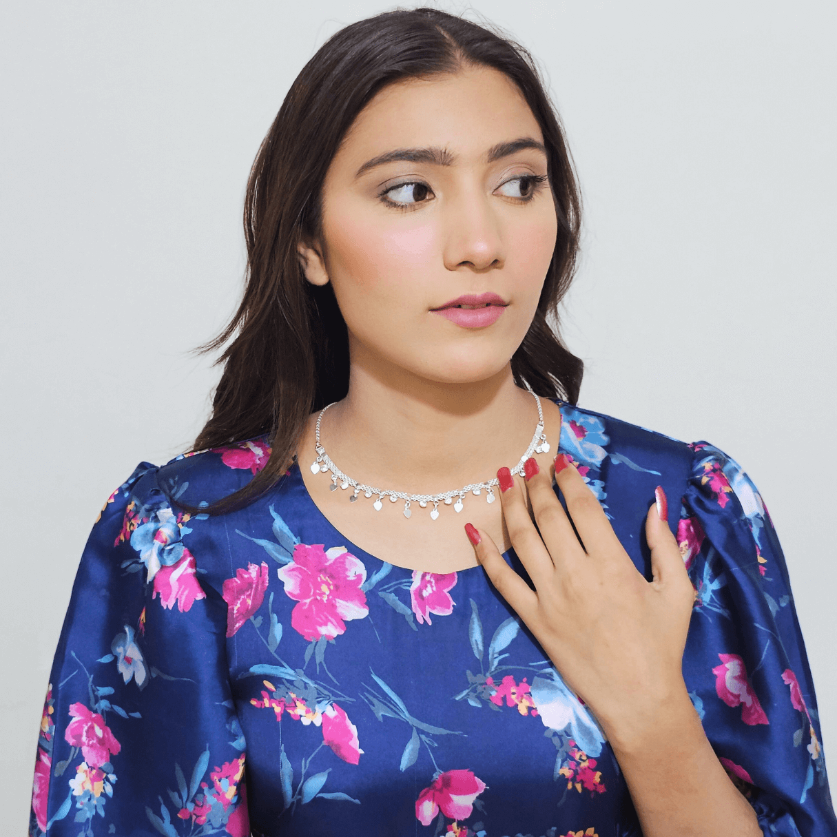 Vintage Turkish Style Pure Silver Necklace with Zircon Stones