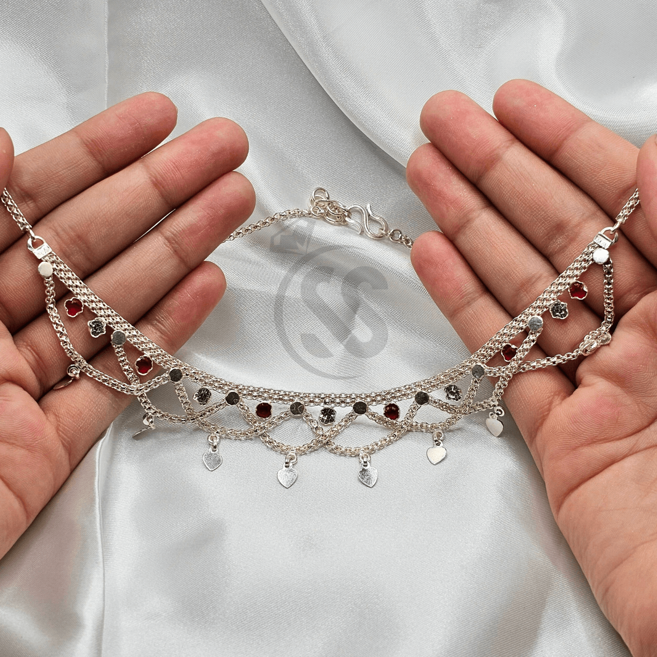 Vintage Turkish Style Pure Silver Necklace with Zircon Stones