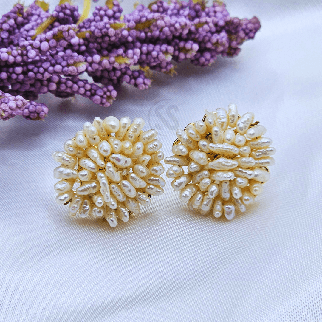Discover Elegance with Our Real Pearl Stone Ear Pins
