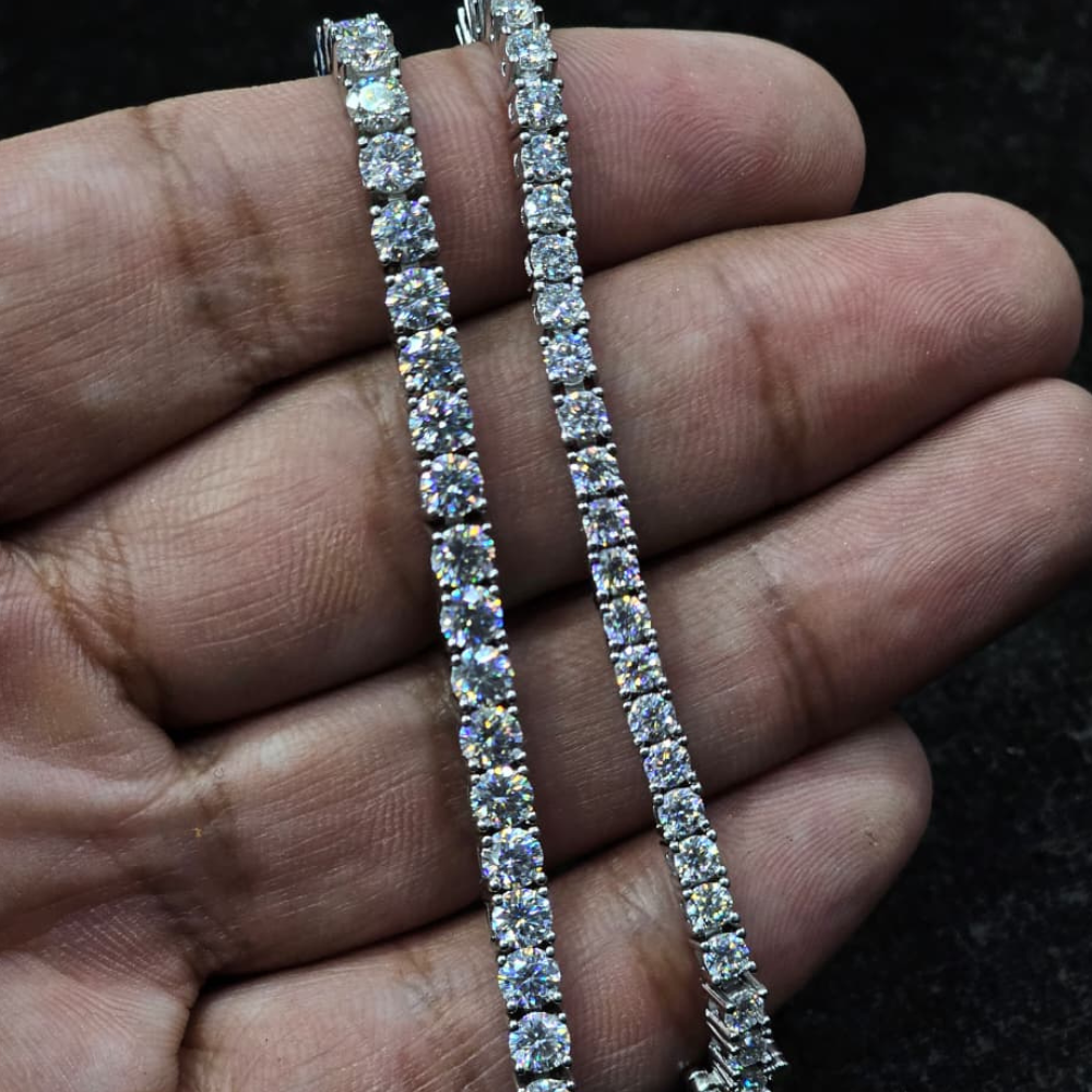 Moissanite Diamond Tennis Bracelet Women 925 Italian Silver Rhodium 4mm 7 Inches Pakistan Silverstones