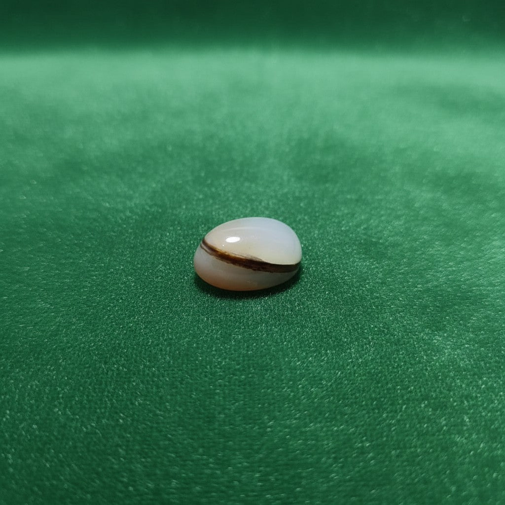 Natural white brown Sulemani Aqeeq stone silver ring