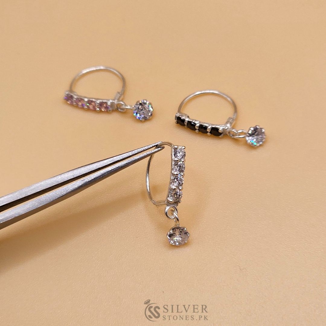 Silver (Chandi) Zircon Nose Ring - SilverStones.Pk