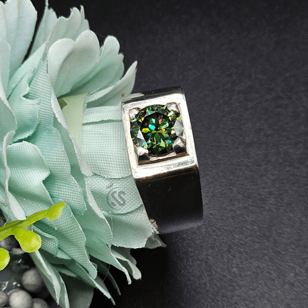 Moissanite Gents Silver Ring