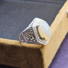 Handmade Pure Silver Opal Stone Ring for Gents