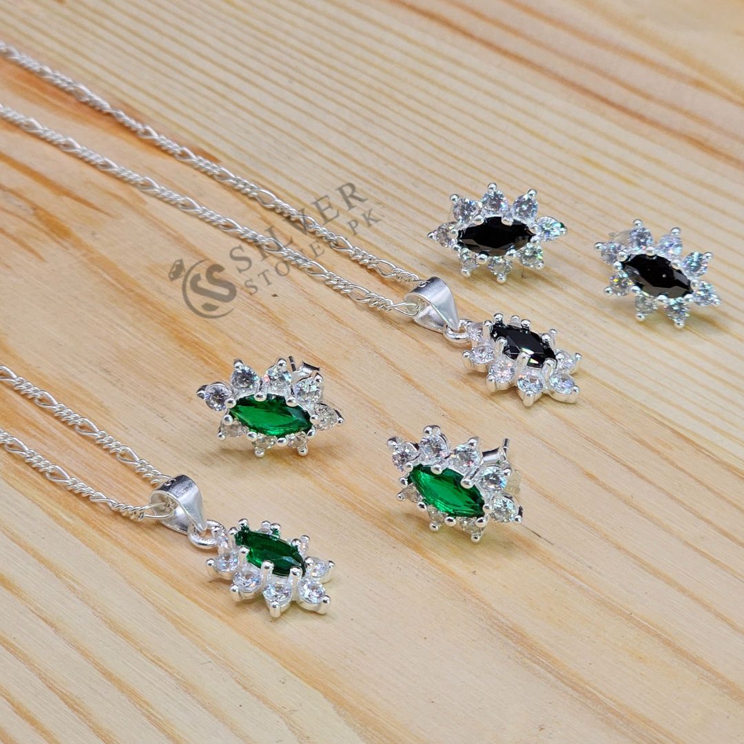 Pure silver pendant set on sale