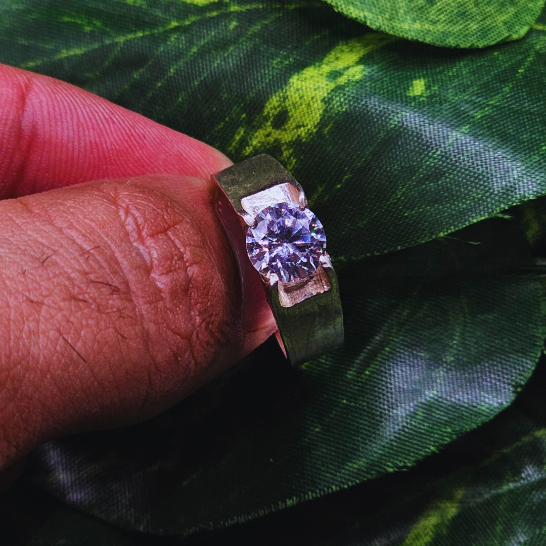 Moissanite Gents Silver Ring