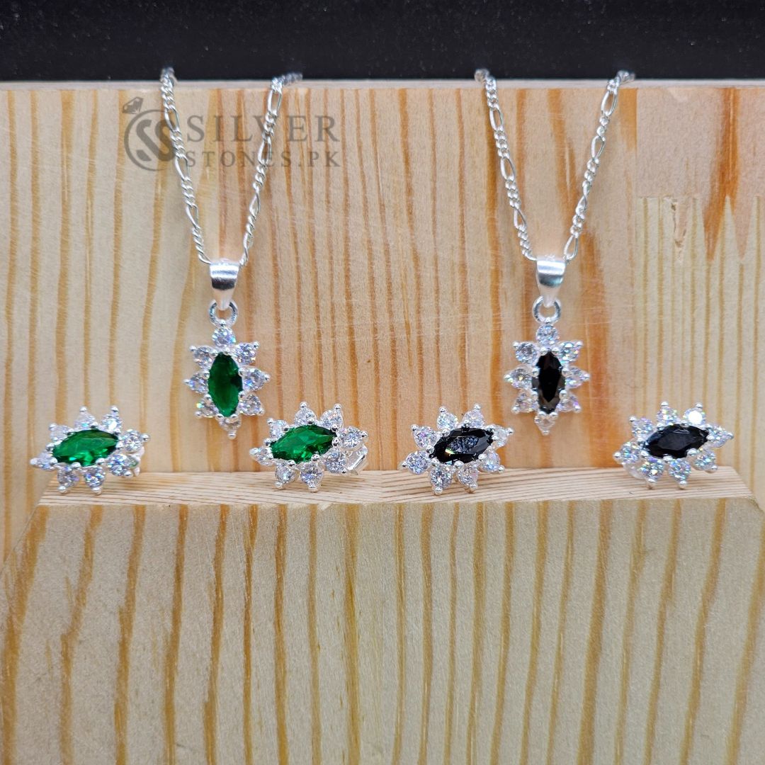 Sterling Silver Pendant Set with Zircons