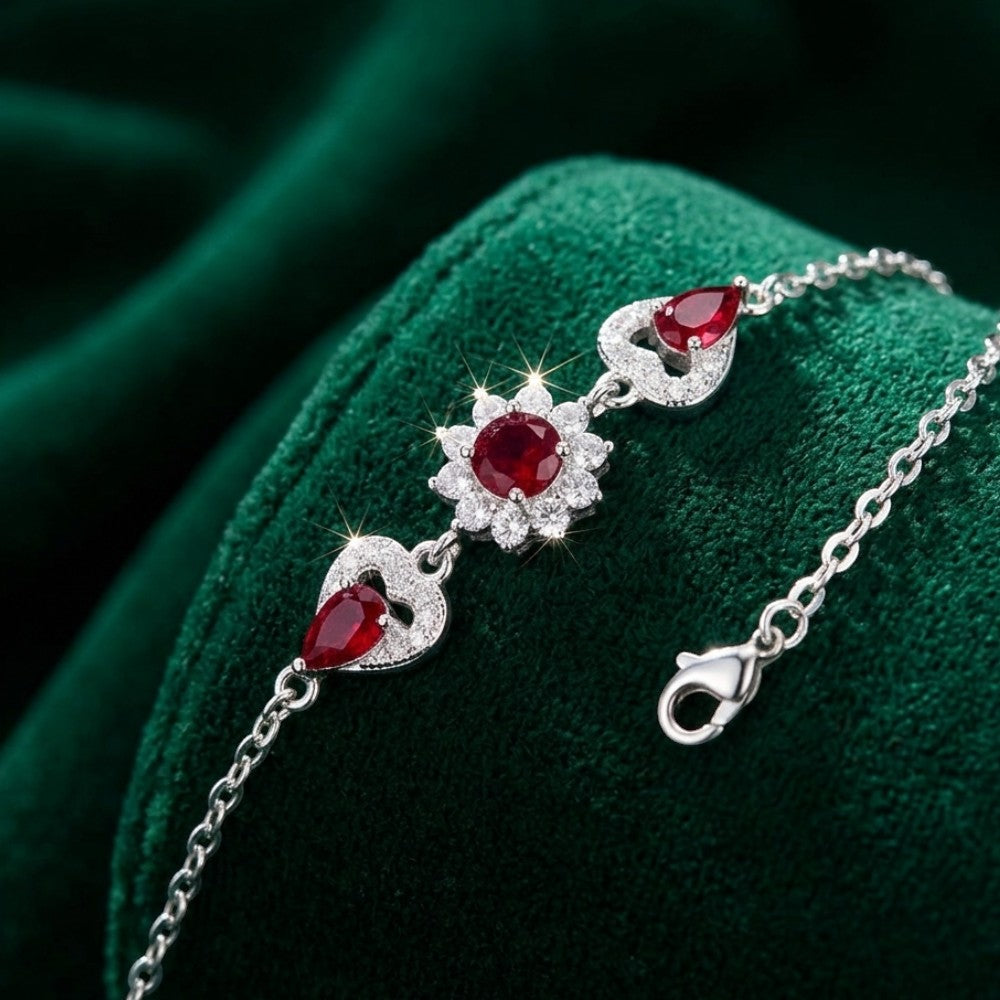 Pink Zircon 925 Sterling Silver Bracelet for Ladies