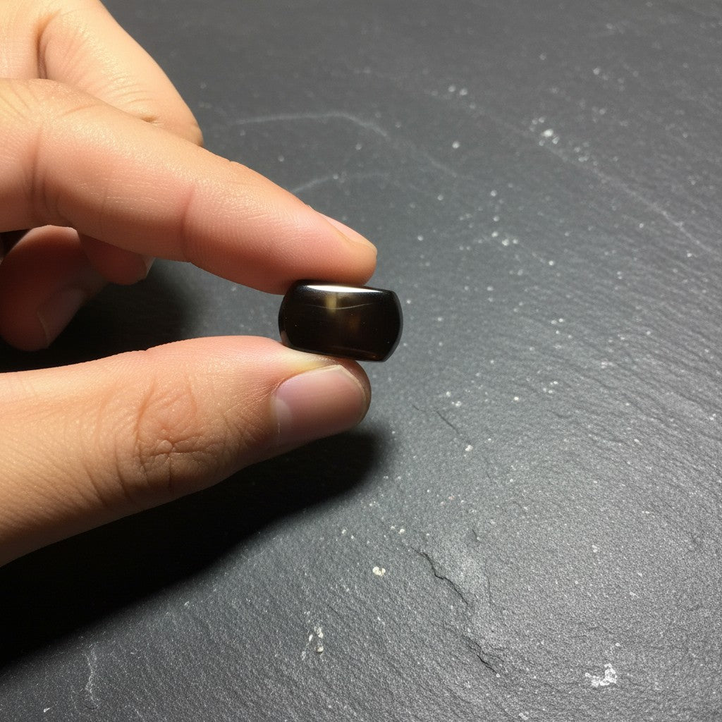 Premium Black Aqeeq Gemstone with Italian Cut Finish