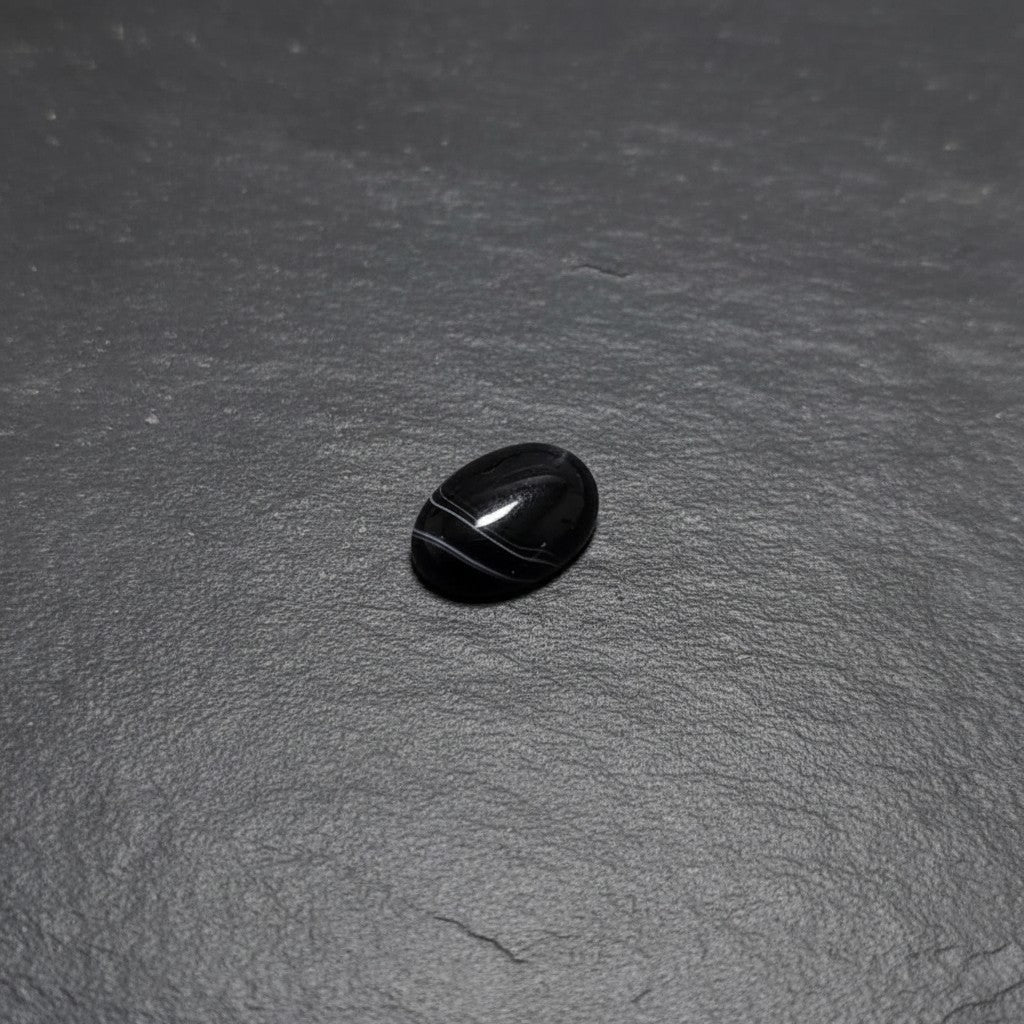 Premium Iranian Black Aqeeq Gemstone with Oval Shape