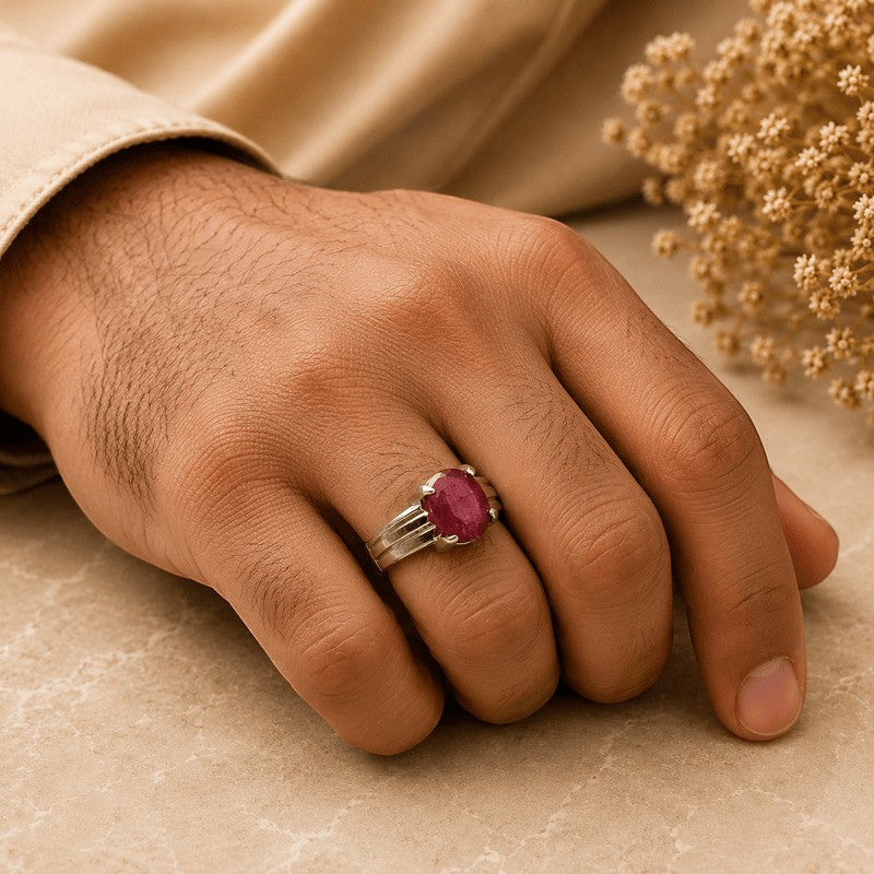 Real African ruby high quality pure silver ring for mens