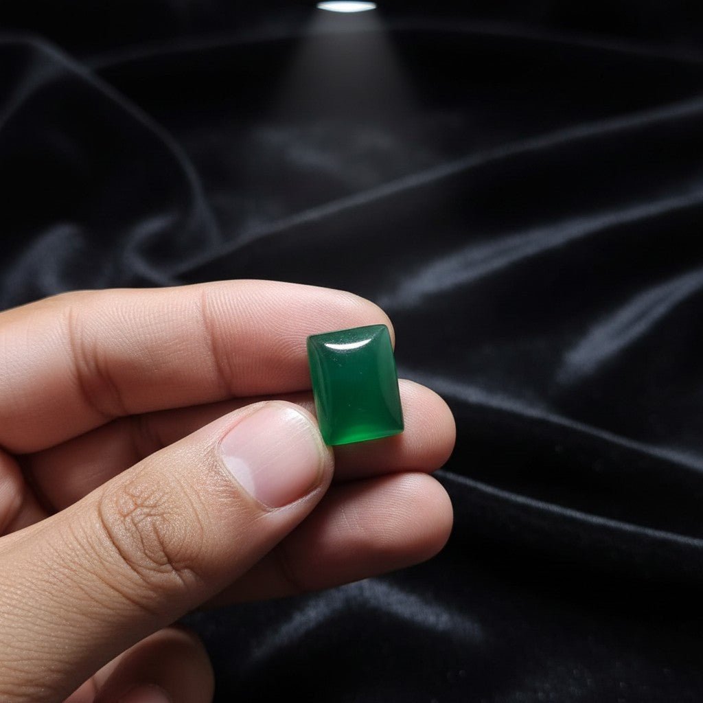 Real Green Aqeeq Stone Rectangle Shape 100% Original Gemstone