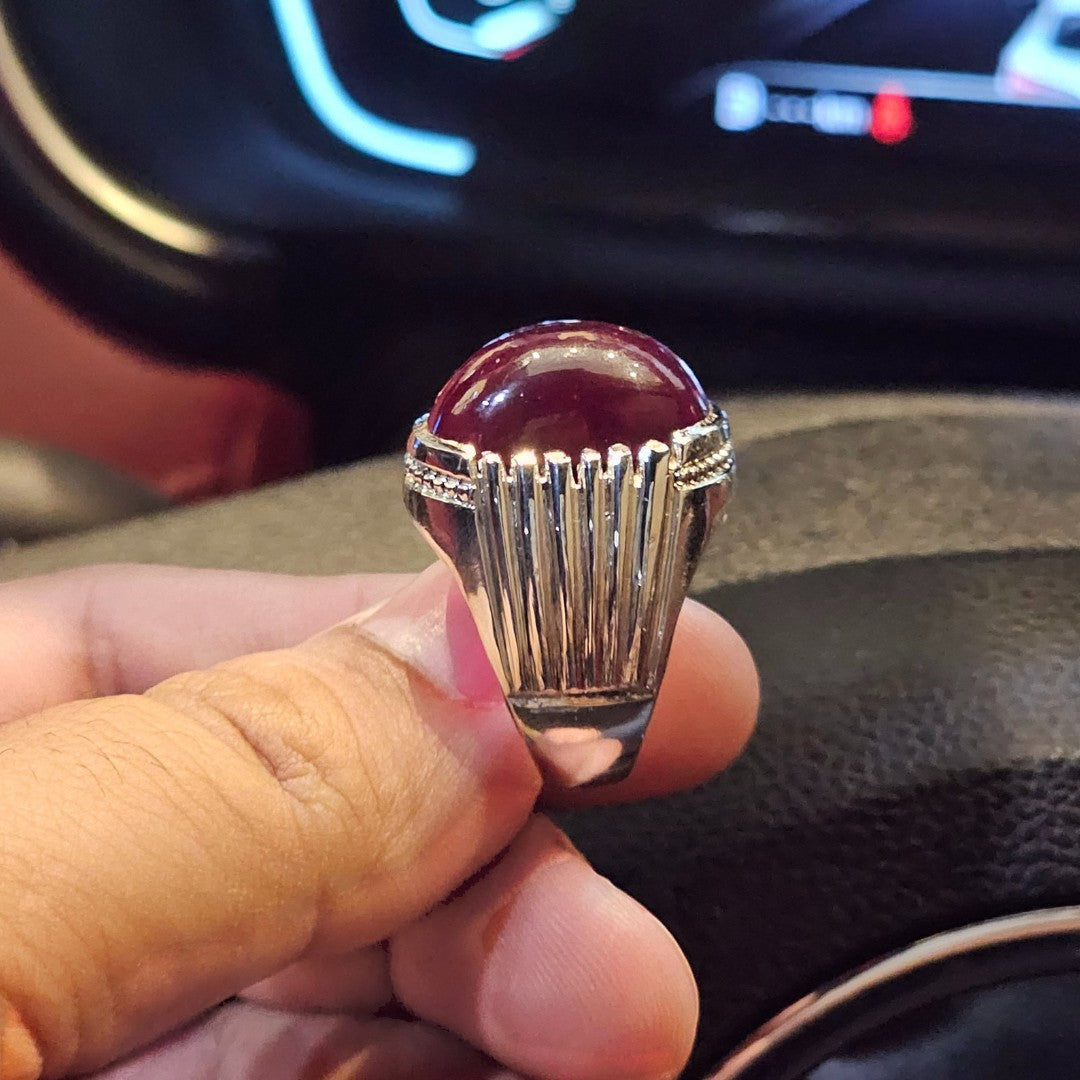 Real Irani Yaqoot Gents Silver Ring