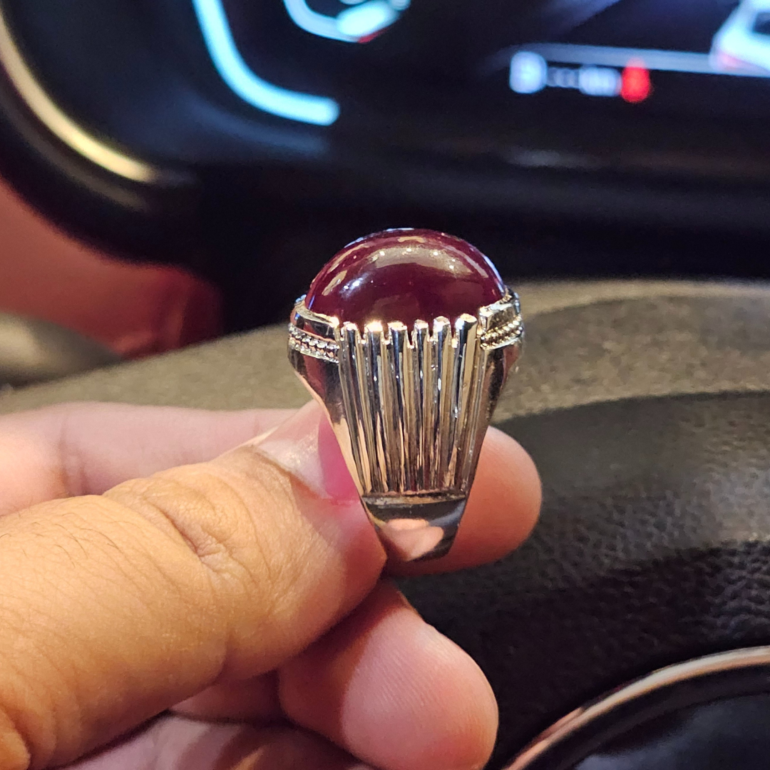 Real Irani Yaqoot Gents Silver Ring