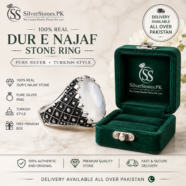 Real dur e najaf silver ring online in pakistan