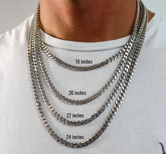 5mm Silver (Chandi) Cuban Chain for Men - Classic and Elegant Necklace Accessory