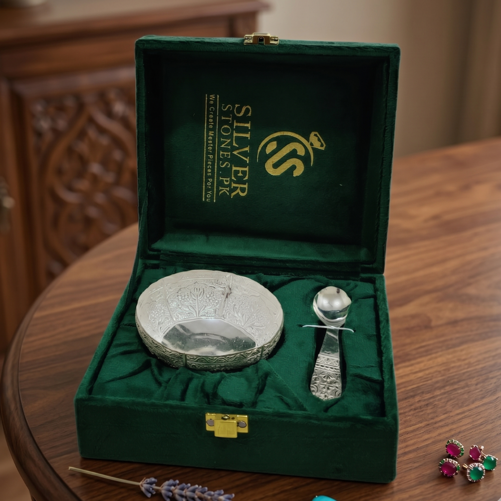 Silver Baby Bowl Spoon Set Pakistan Aqeeqah Baby Shower Gift