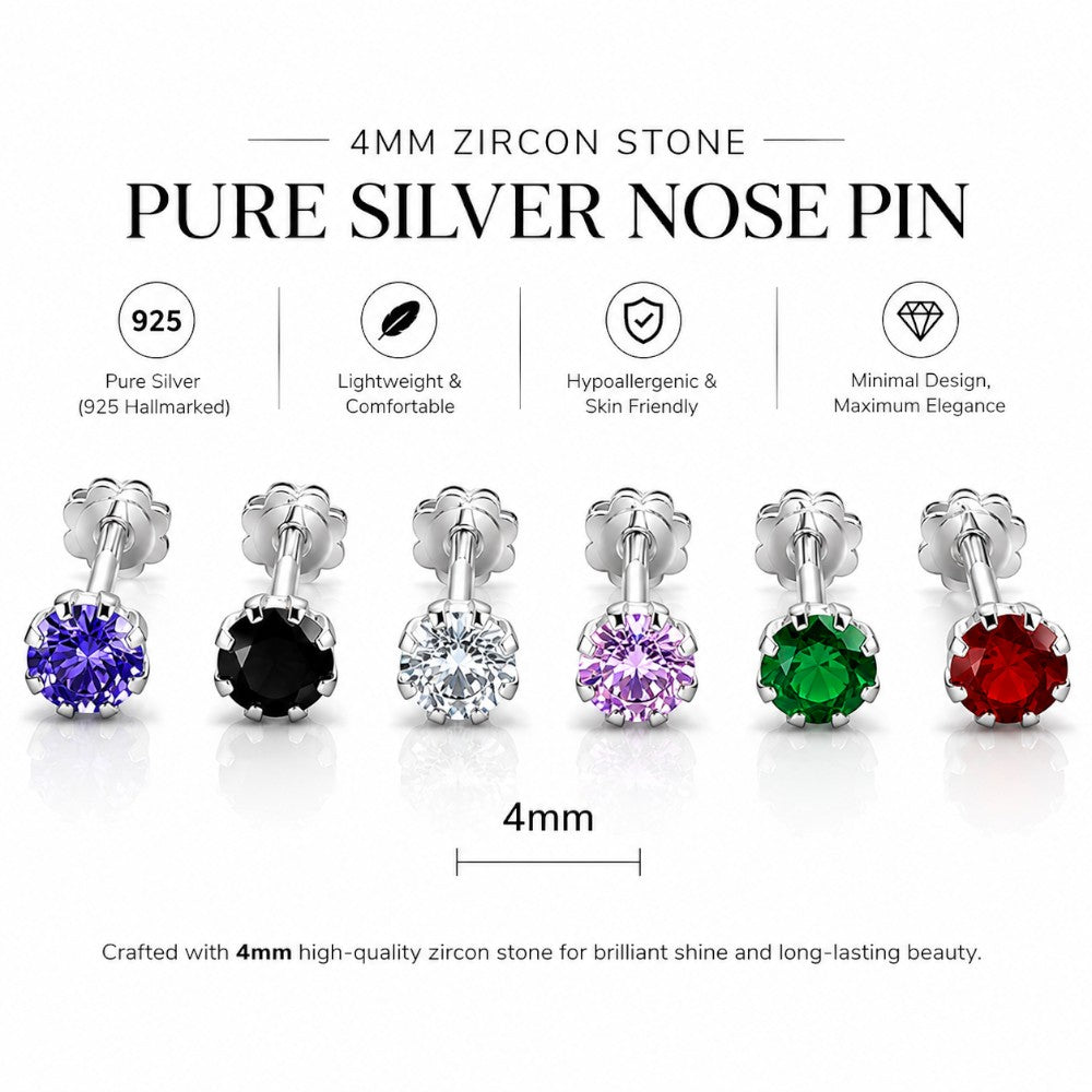 Small 2mm Chandi Nose Ring in Pure Silver – Everyday Wear Elegant Nose Pin