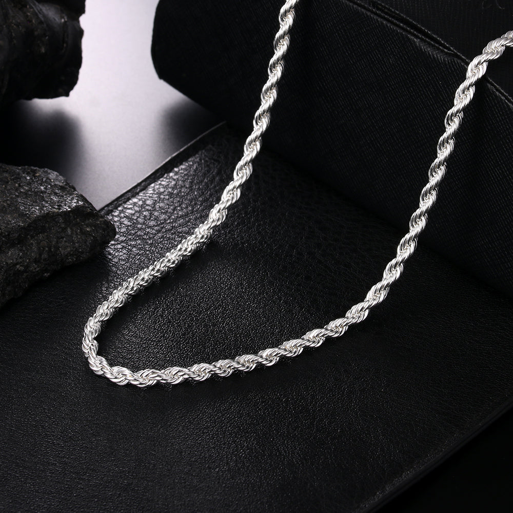Solid 4mm Italian 925 Sterling Silver Rope Chain 22 inch 27g