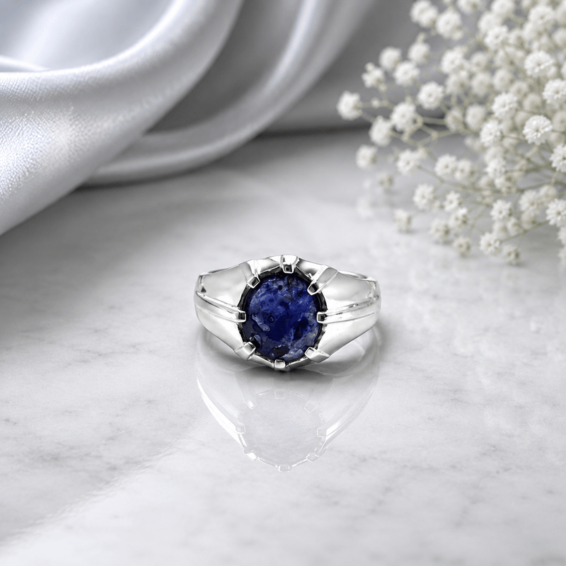 Stylish Neelam gemstone silver ring for men