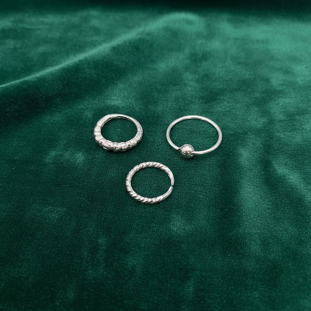 Twisted pure silver nose ring 8mm diameter 925 sterling hypoallergenic everyday wear SilverStones.pk