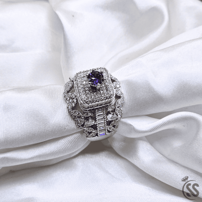 Italian 925 Silver Antique Style Ring – Heavy Design with Rhodium Plating