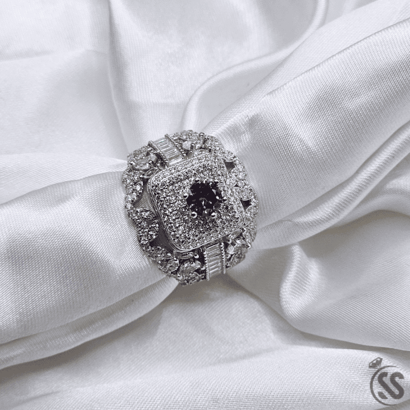 Italian 925 Silver Antique Style Ring – Heavy Design with Rhodium Plating