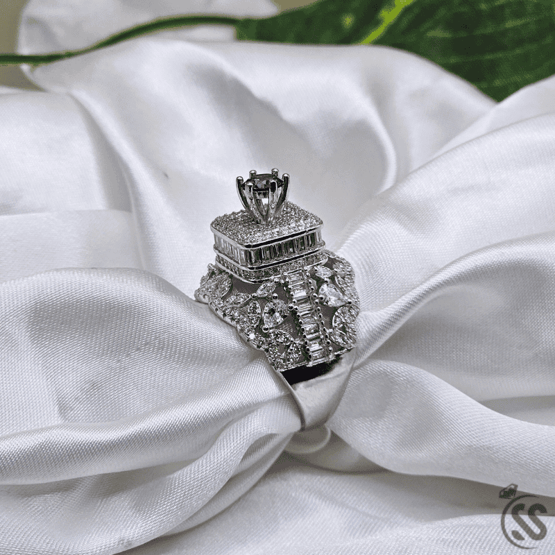 Italian 925 Silver Antique Style Ring – Heavy Design with Rhodium Plating