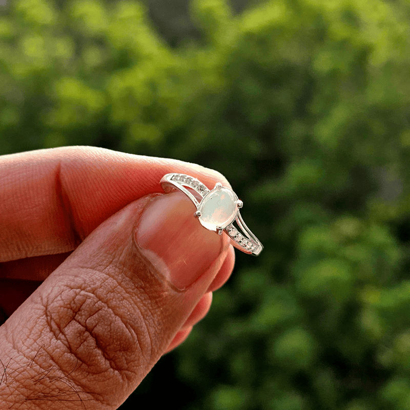 Real Ethiopian Opal Stone 925 Italian Silver Ring for Ladies