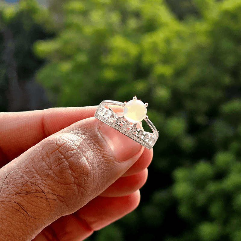 Real Ethiopian Opal Stone 925 Italian Silver Ring for Ladies