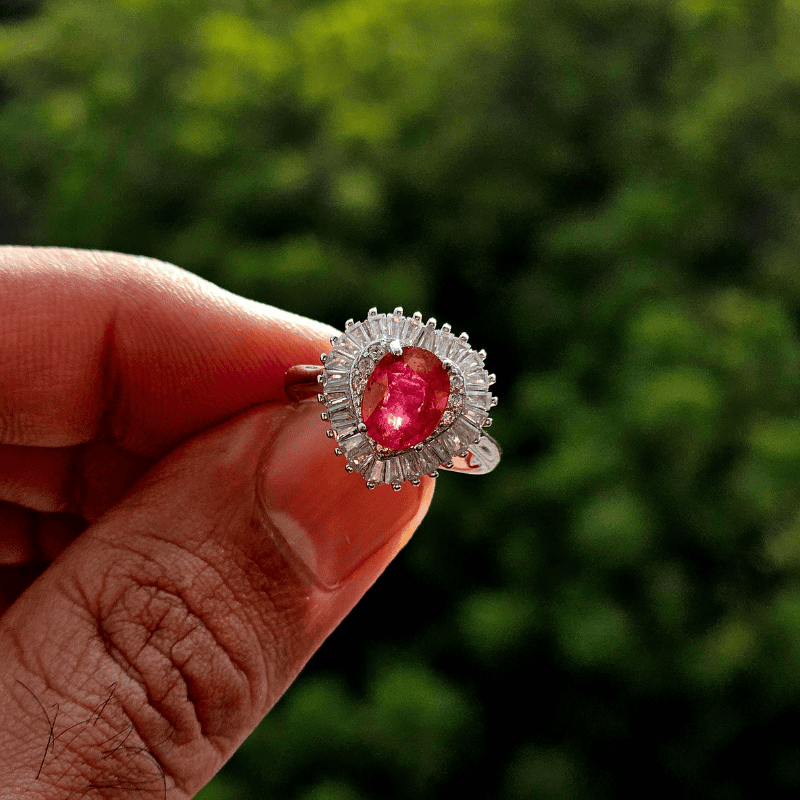 925 Silver Ring with Real Ruby Stone – Premium Rhodium Plated Finish
