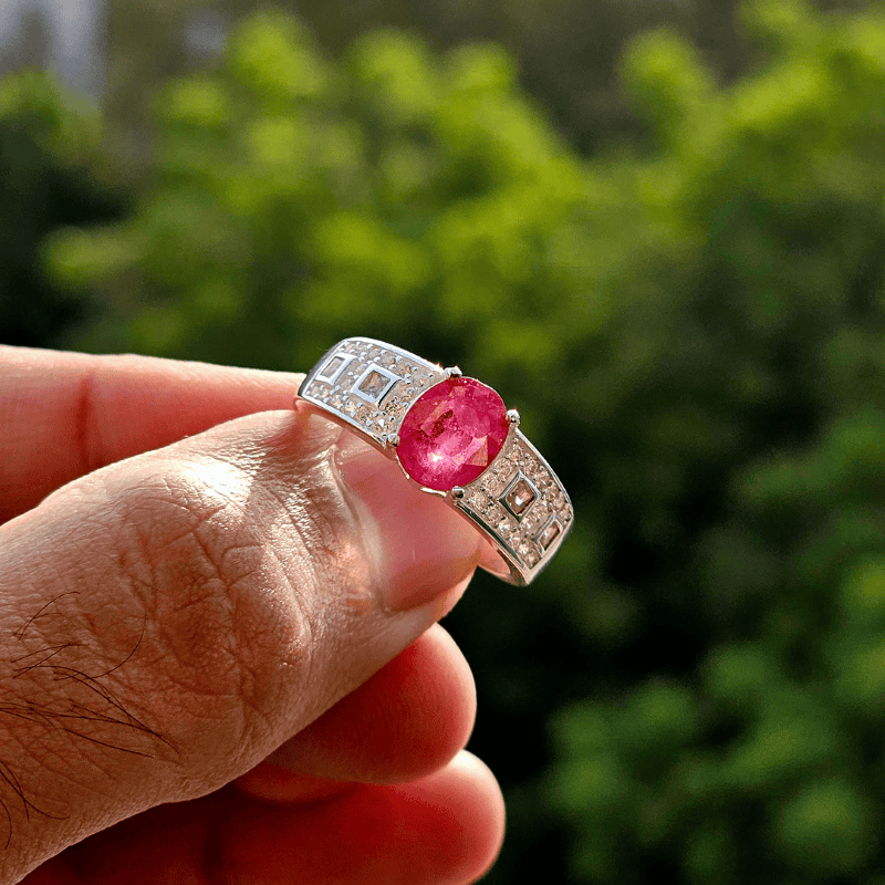 Real Ruby Stone Italian 925 Silver Ring