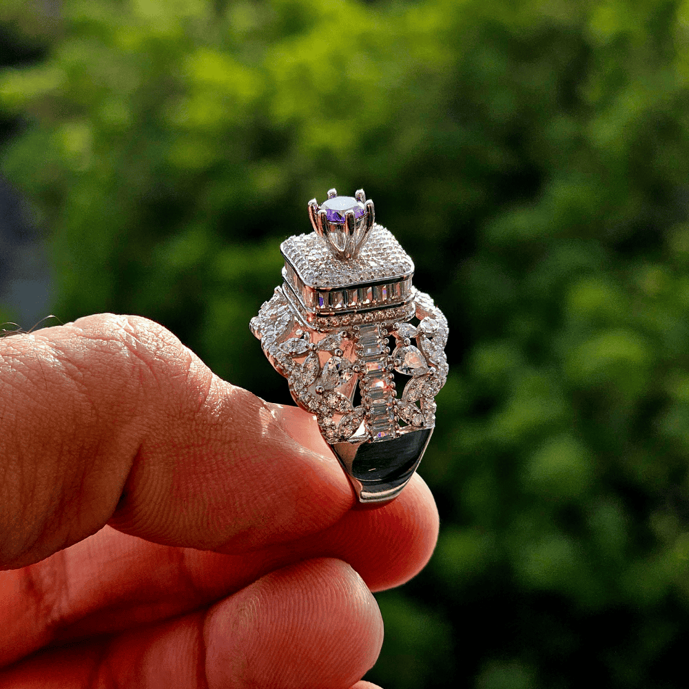 Italian 925 Silver Antique Style Ring – Heavy Design with Rhodium Plating