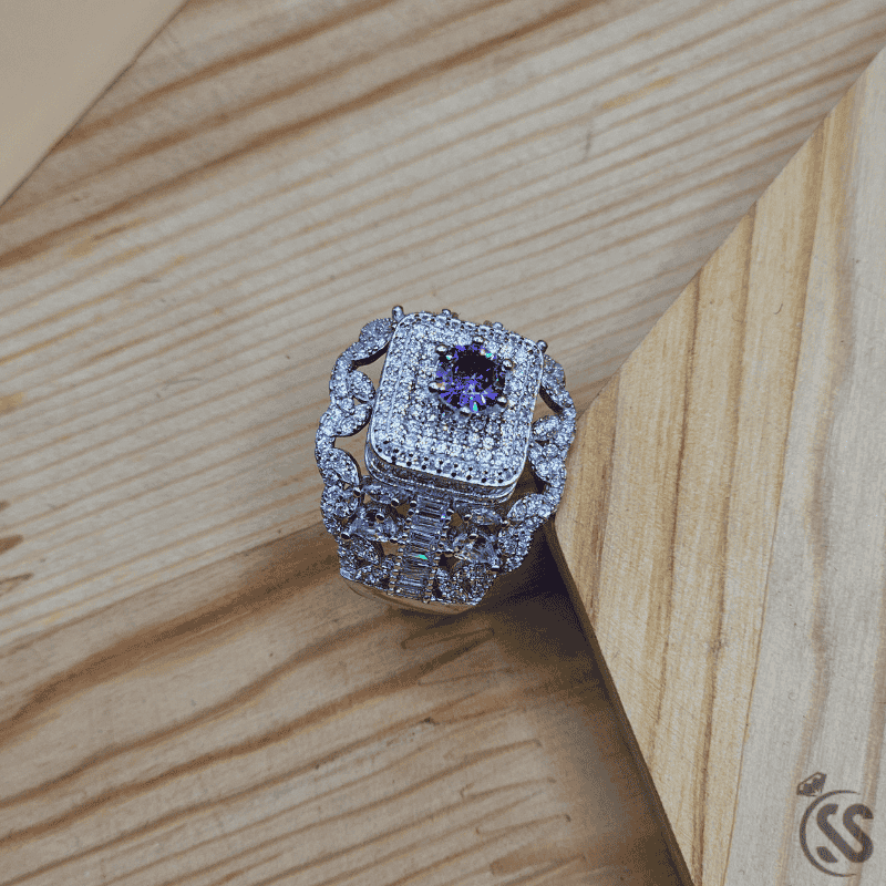 Italian 925 Silver Antique Style Ring – Heavy Design with Rhodium Plating